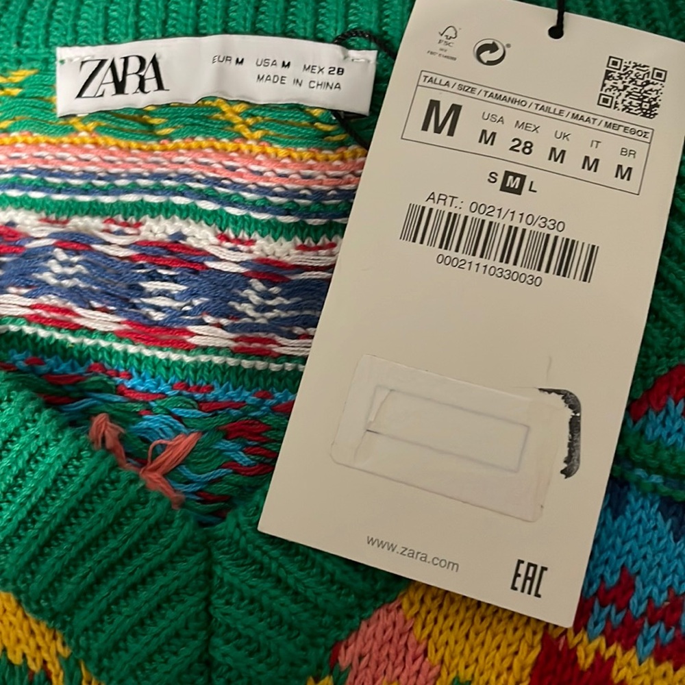 NWT Zara pullover jacquard knit floral sweater vest top with V-neck! Size medium - Picture 15 of 16